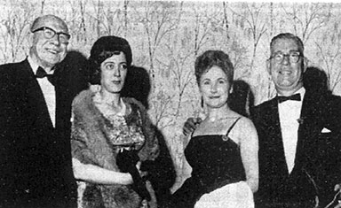 group image of James Culligan, Miss P McGuire, Mrs Bertha Sendall and J K Webster 1963.
