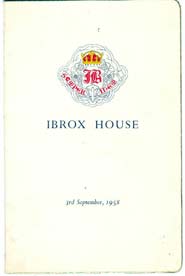 Ibrox House Menu and Invitation 1958