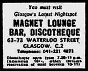 Magnet Lounge advert 1970