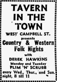 Tavern in Town, West Campbell Street advert 1979